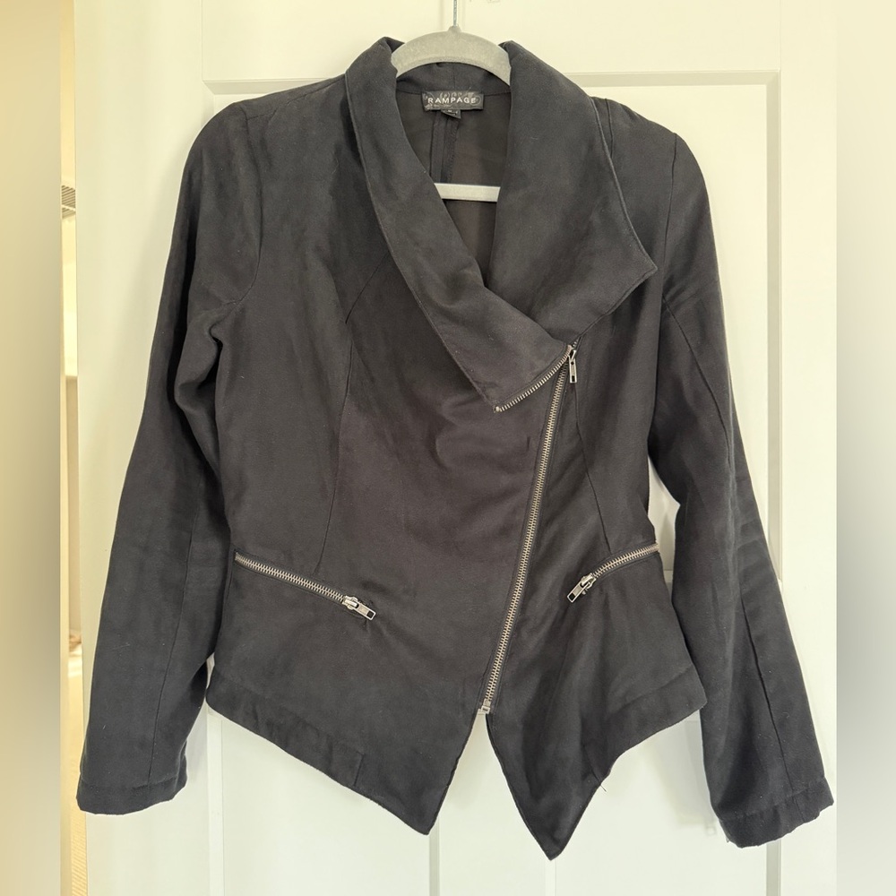 Rampage Black Asymmetrical Faux Seude Jacket